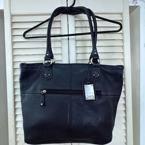 Tignanello Black Leather Tote